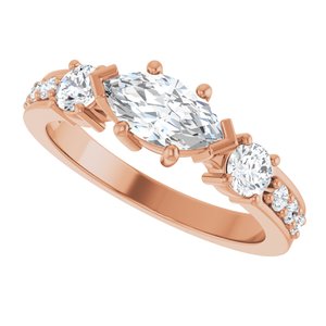 10K Rose Gold 8.5x4.5 mm Marquise Ring Mounting – image 8