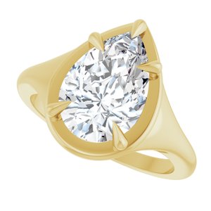 18K Yellow Gold 12x8 mm Pear Ring Mounting – image 8