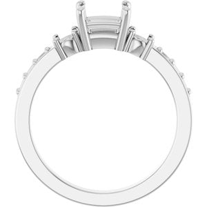 14K White Gold 5x5 mm Square Ring Mounting – image 4