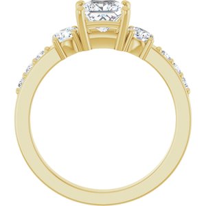 14K Yellow Gold 5x5 mm Square Ring Mounting – image 3