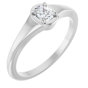 14K X1 White Gold 4.5x3.5 mm Oval Ring Mounting