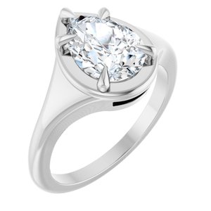 14K X1 White Gold 10x7 mm Pear Ring Mounting