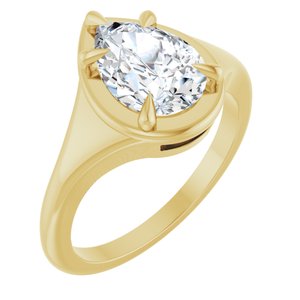 14K Yellow Gold 10x7 mm Pear Ring Mounting