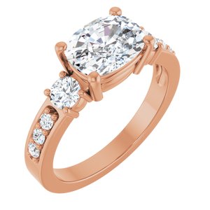 10K Rose Gold 8.5x6.5 mm Elongated Cushion Ring Mounting
