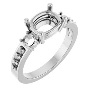 18K White Gold 8.5x6.5 mm Elongated Cushion Ring Mounting – image 2