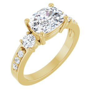 18K Yellow Gold 8.5x6.5 mm Elongated Cushion Ring Mounting