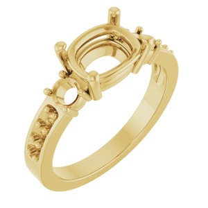 18K Yellow Gold 8.5x6.5 mm Elongated Cushion Ring Mounting – image 2