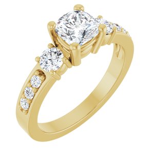 10K Yellow Gold 5.5x5.5 mm Cushion Ring Mounting