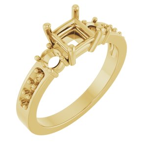 10K Yellow Gold 5x5 mm Square Ring Mounting – image 2