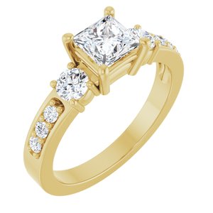 14K Yellow Gold 5x5 mm Square Ring Mounting