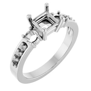 14K White Gold 5x5 mm Square Ring Mounting – image 2