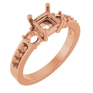 18K Rose Gold 5x5 mm Square Ring Mounting – image 2