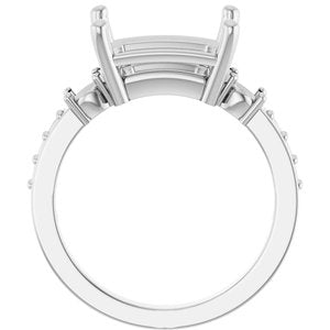 10K White Gold 11x9 mm Emerald Ring Mounting – image 4