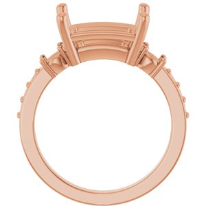 10K Rose Gold 11x9 mm Emerald Ring Mounting – image 4