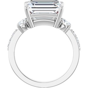 10K White Gold 11x9 mm Emerald Ring Mounting – image 3