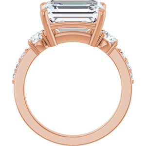 18K Rose Gold 11x9 mm Emerald Ring Mounting – image 3