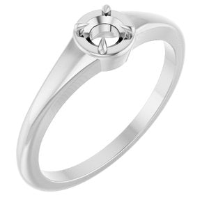 14K White Gold 3.75 mm Round Ring Mounting – image 2
