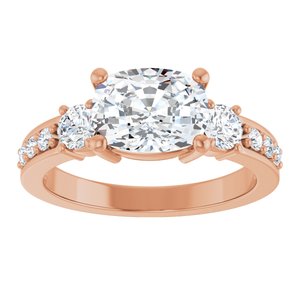 18K Rose Gold 8.5x6.5 mm Elongated Cushion Ring Mounting – image 5