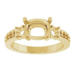 10K Yellow Gold 8.5x6.5 mm Elongated Cushion Ring Mounting – image 6