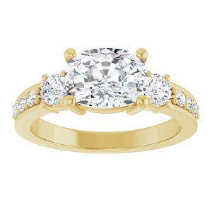 10K Yellow Gold 8.5x6.5 mm Elongated Cushion Ring Mounting – image 5
