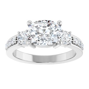 Sterling Silver 8.5x6.5 mm Elongated Cushion Ring Mounting – image 5