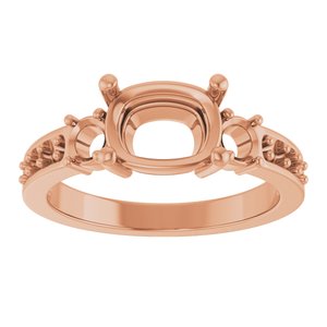 14K Rose Gold 8.5x6.5 mm Elongated Cushion Ring Mounting – image 6