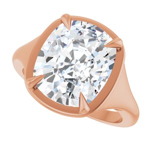 10K Rose Gold 12x10 mm Elongated Cushion Ring Mounting – image 8