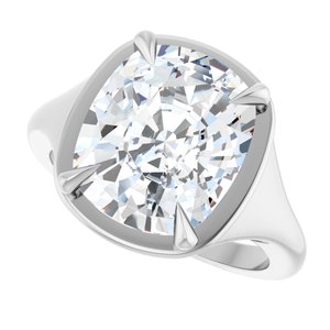Sterling Silver 12x10 mm Elongated Cushion Ring Mounting – image 8
