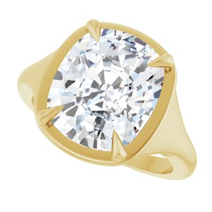 18K Yellow Gold 12x10 mm Elongated Cushion Ring Mounting – image 8