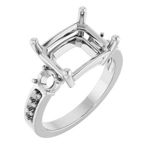 10K White Gold 11x9 mm Emerald Ring Mounting – image 2