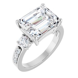 10K White Gold 11x9 mm Emerald Ring Mounting