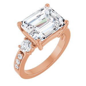 18K Rose Gold 11x9 mm Emerald Ring Mounting