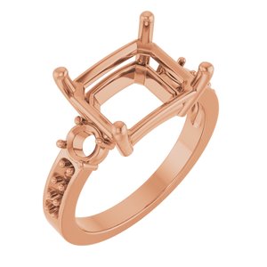 14K Rose Gold 11x9 mm Emerald Ring Mounting – image 2
