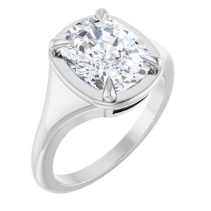 10K White Gold 10x8 mm Elongated Cushion Ring Mounting
