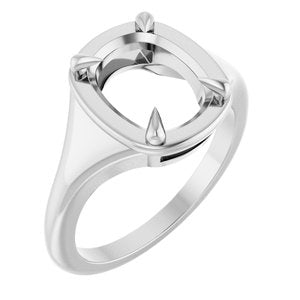 14K X1 White Gold 10x8 mm Elongated Cushion Ring Mounting – image 2