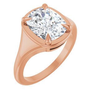 18K Rose Gold 10x8 mm Elongated Cushion Ring Mounting