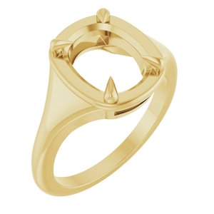 10K Yellow Gold 10x8 mm Elongated Cushion Ring Mounting – image 2