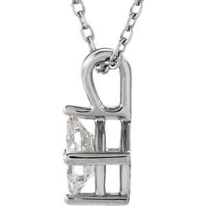 14K White Gold 3/8 CT Natural Diamond Solitaire 18" Necklace