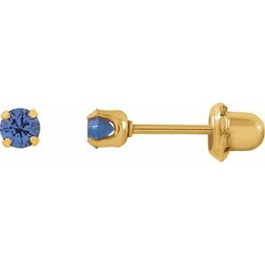 24K Gold-Plated Stainless Steel Imitation Blue Sapphire Inverness�� Piercing Earrings