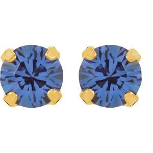 24K Gold-Plated Stainless Steel Imitation Blue Sapphire Inverness�� Piercing Earrings