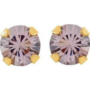14K Yellow Gold Imitation Alexandrite Inverness® Piercing Stud Earrings