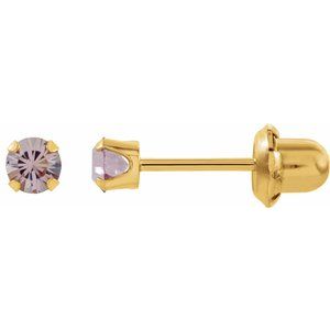 14K Yellow Gold Imitation Alexandrite Inverness�� Piercing Stud Earrings