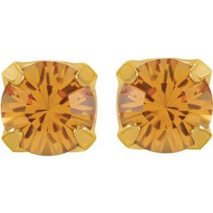 24K Gold-Plated Stainless Steel Imitation Citrine Inverness�� Piercing Stud Earrings