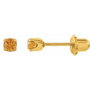 24K Gold-Plated Stainless Steel Imitation Citrine Inverness�� Piercing Stud Earrings