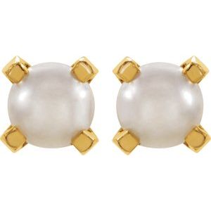 24K Gold-Washed Stainless Steel Imitation White Pearl Inverness® Piercing Earrings