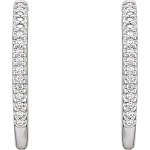 14K White Gold 1/4 CTW Natural Diamond Inside-Outside 20.8 mm Hoop Earrings – image 3
