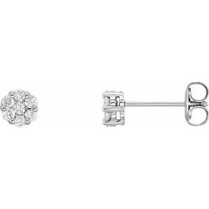 14K White Gold 1/4 CTW Natural Diamond Cluster Earrings