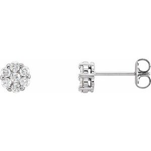 14K White Gold 1/2 CTW Natural Diamond Cluster Earrings