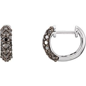 14K White Gold 5/8 CTW Natural Brown Diamond 11 mm Hoop Earrings – image 3