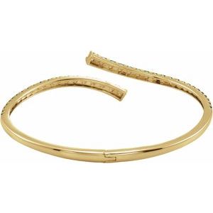 14K Yellow Gold Lab-Grown Emerald Graduated Bypass Cuff 7 1/4" Bracelet – image 3